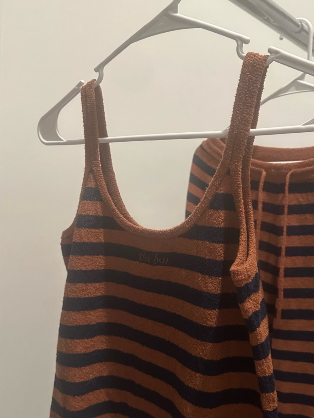 “The Bar” Striped Knit Tank & Pants Set - Rust and Black - Picture 4 of 5